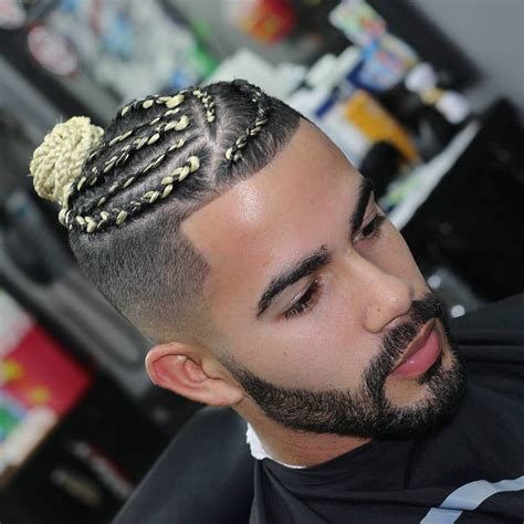 man bun braid haircut